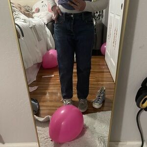 High Rise Blue Jeans with Classic Fit